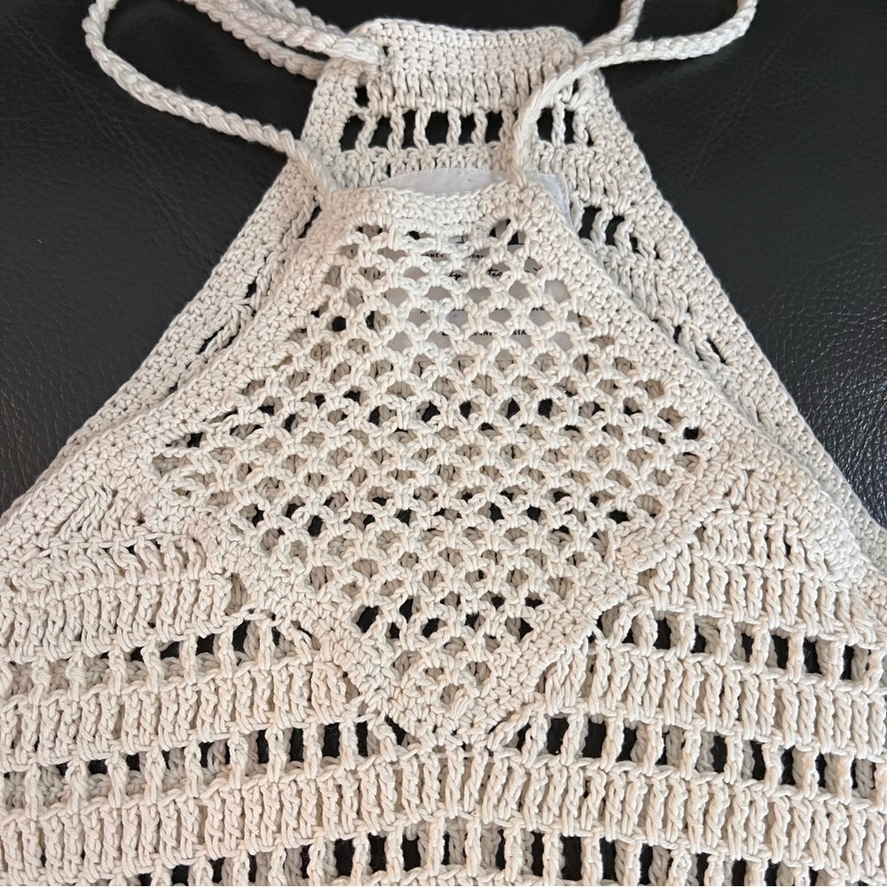 One Teaspoon Husk Bodice Crochet Halter Top Cropped with Fringe Sz S - Picture 4 of 13